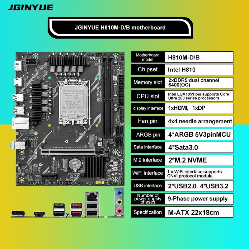 Lga1851 Gaming Motherboard - Scheda madre H810 Intel LGA1851 DDR5