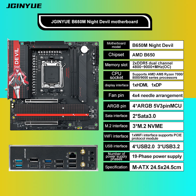 JGINYUE B650M NIGHT DEVIL Sche - X870E Atx Motherboard recensione e prezzo