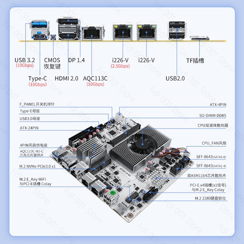 Scheda Madre N150 8 Bay 10GbE  - Mini Itx Dual 2.5G Nas Motherboard recensione e prezzo